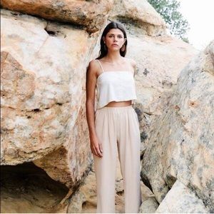 Linen/Silk Noil Elastic Trouser Pants